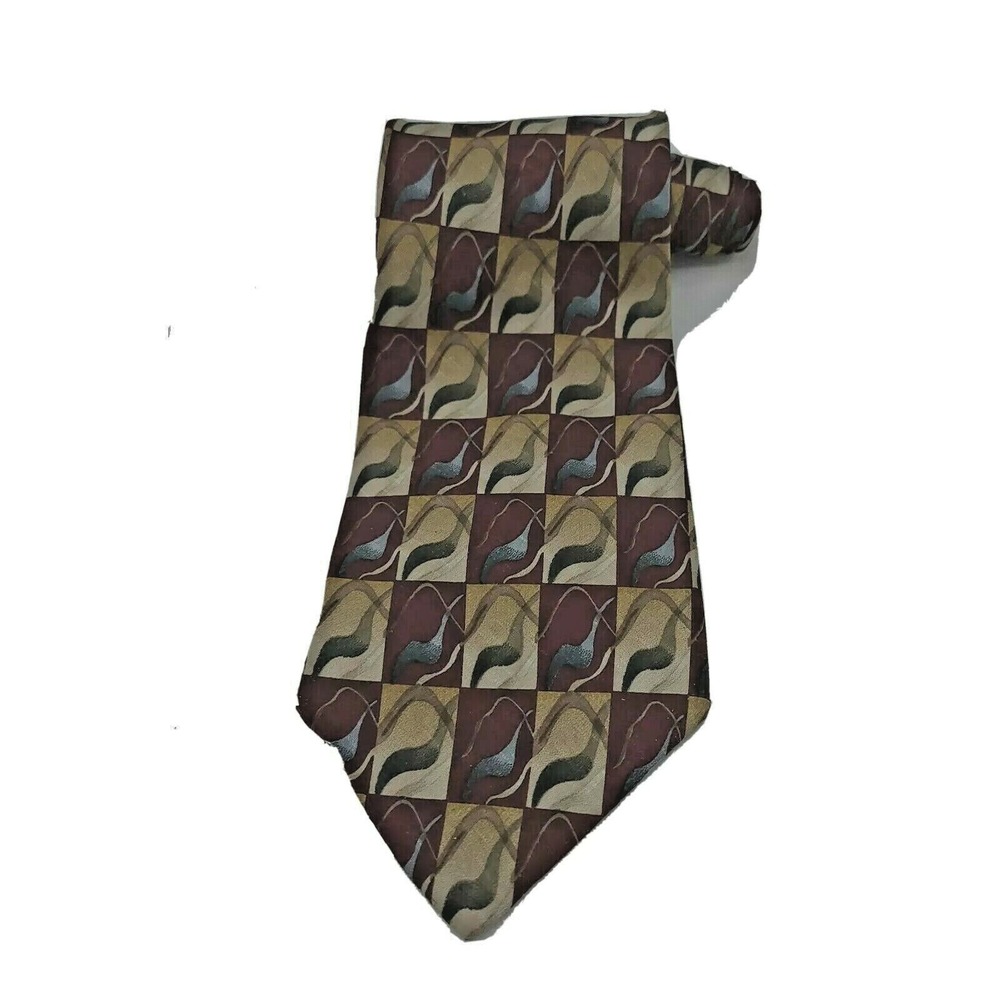 J Garcia Mens Tie 100% Silk Made in USA Multi Color Abstract 3 1/2 X 60 1/2